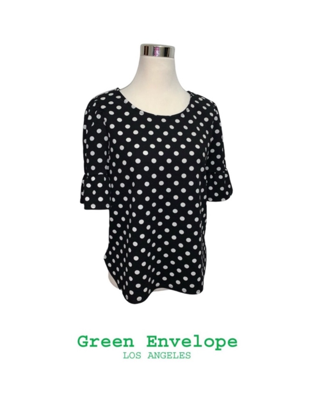 Green Envelope Polka Dot Top
